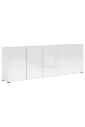 home24 Sideboard, Weiß Hochglanz, Holzwerkstoff, 3 Fächer, 225x79x38 cm, Typenauswahl, Beimöbel erhältlich, stehend, Kleinmöbel, Kommoden