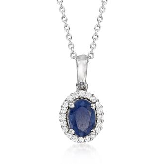 Ross-Simons Sapphire and. White Topaz Pendant Necklace in Sterling Silver