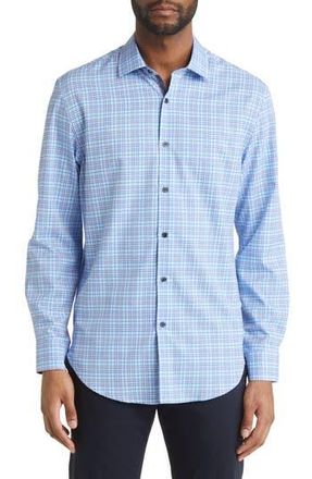 W.R.K Slim Fit Check Stretch Dress Shirt in Blue/Pink at Nordstrom Rack, Size 16.5