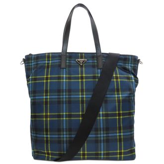 Prada Blue Yellow Nylon Tote Bag (Pre-Owned)