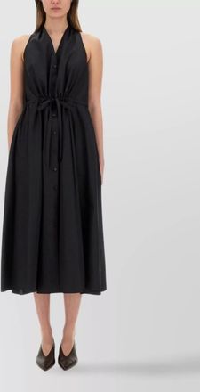 Aspesi halter neck midi length sleeveless dress waist tie