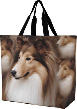 Generic Shelties Dog Tote Bag Waterproof Women Handbag Durable Grocery Bags For Camping Ladies Beach
