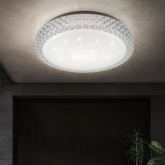 Leuchten Direkt Leuchten Direkt - Plafoniera Led Cct Plafoniera Soggiorno Lampada Soggiorno, Cristalli Cielo Stellato, Acciaio, 22w 1980lm 3000k, P X H 40 X 11 Cm