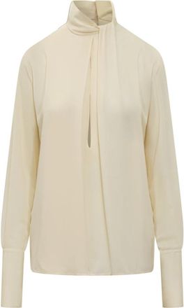 Tom Ford Washed Silk Georgette Blouse met lange mouwen - Dames - Blouses - Beige - XS - Overhemden