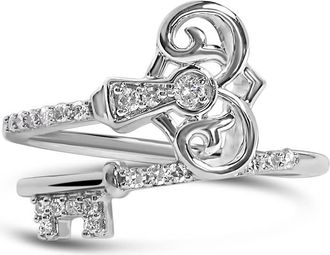 House of Brilliance Sterling Silver 1/6 Cttw Key and Keyhole Diamond Ring