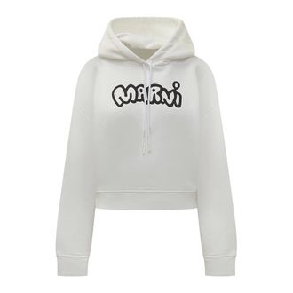 Marni Hoodies, female, White, Size: XS Logo Hoodie