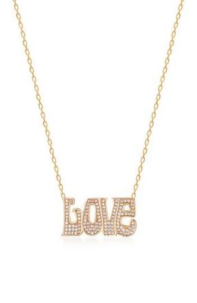 Sphera Milano CZ Love Script Necklace in Gold at Nordstrom Rack