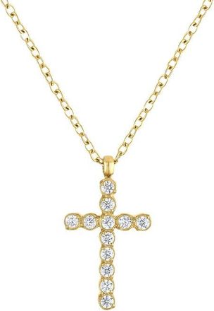 BEN ONI Dainty Bezel Cubic Zirconia Cross Necklace in Gold at Nordstrom