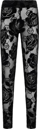 Philipp Plein Tulle Leggings Flock Flower Monogram