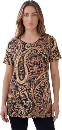 Roaman's Plus Size Cotton Ultimate Crewneck Tee in Black Paisley at Nordstrom, Size Large