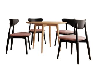Mirjan24 Conjunto De Mesas Y Sillas Para Comedor Racine 124, Magic Velvet 2258 + Marr&oacute;n, 76x0x0cm, Di&aacute;metro: 100, N&uacute;mero De Asientos: 4, Estilo: Contemporary