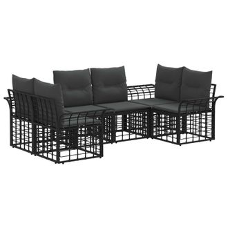 vidaXL Conjunto De Sof&aacute;s De Exterior 6 Pcs Negro Y Gris Oscuro Vidaxl