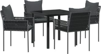 vidaXL Garden Dining Set 5 pcs Black Poly rattan vidaXL