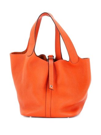 Herm&egrave;s Picotin Lock Bag Clemence MM bucket bag - women - Calf Leather - One Size - Orange