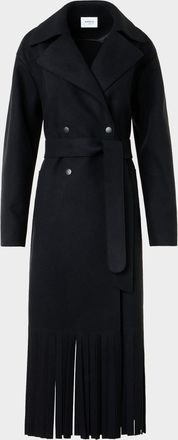 Akris Fringed Wool Belted Maxi Trench Coat
