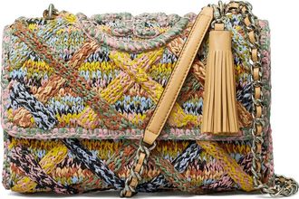 Tory Burch Fleming Melang&eacute; Raffia Shoulder Bag in Multi Beige at Nordstrom