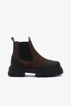 Ganni Brown Cleated Low Chelsea Boots in