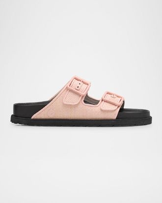 Birkenstock Milano Raffia Dual-Buckle Slide Sandals