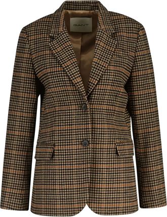 GANT Blazer met pied-de-poule print - Bruin