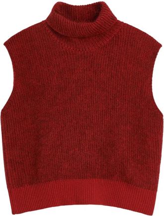 Soulland Hoge Hals Kasjmier Vest - Dames - Coltruien - Rood - S/M - Kasjmier - Truien & Vesten