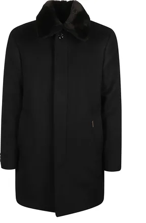 Moorer Simmons-LE Black Fur Collar Wool-Cashmere Parka