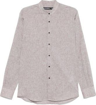 Karl Lagerfeld long-sleeve shirt - men - Linen/Flax/Cotton - 39 - Brown