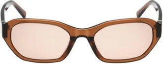Abercrombie & Fitch 52mm Oval Sunglasses in Shiny Light Brown/bordeaux at Nordstrom