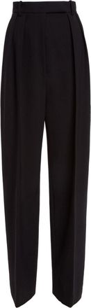 Khaite Cessie pleated high-waisted trousers - women - Viscose/Spandex/Elastane/Virgin Wool - 4 - Black