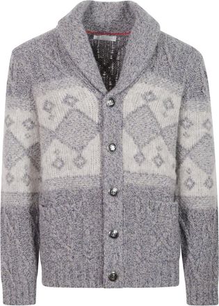 Brunello Cucinelli C&aacute;rdigan Chin&eacute; - Knitwear - Hombre - Gris - L