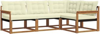 vidaXL Conjunto De Sof&aacute;s De Exterior 4 Uds. Natural Y Crema Vidaxl