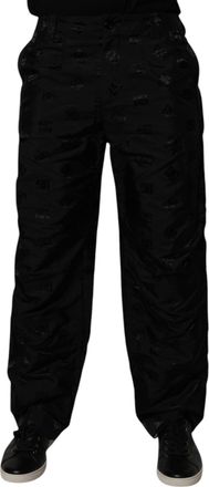 Dolce & Gabbana Black Logo Monogram Straight Mens Pants