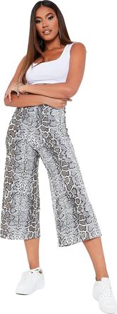 Generic MMK Manchester Women Elasticated Waist Polka Dot Wide Leg FlaredSnake Print 3/4 Length Culottes Shorts - Ladies Casual Summer Palazzo Pants (Snake Pri