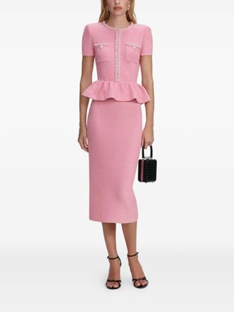 Self Portrait beaded-embellishment midi dress - Pink