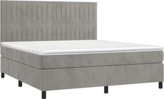 vidaXL Vidaxl - Cama Box Spring Colch&oacute;n Y Led Terciopelo Gris Claro 160x200 Cm