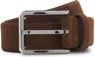 BOSS Suede belt with silver-tone buckle