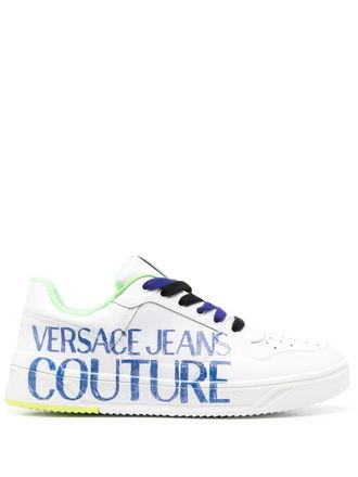 Versace Jeans Couture logo-print low-top sneakers - men - Leather/Calf Leather/Fabric/Polyurethane/Rubber - 39 - White