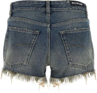 Balenciaga Womens Shorts Denim Blue Cotton