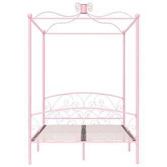 Berkfield Home Elegant Canopy Bed Frame Pink Metal 140x200 cm