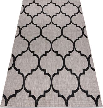 RugsX Rugsx - Alfombra De Cuerda Sisal Floorlux 20608 Espaldera Marroqu&iacute; Plateado / Negro Beige 160x230 Cm