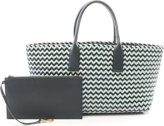Bottega Veneta Blue Green Intrecciato Handbag Tote Bag (Pre-Owned)