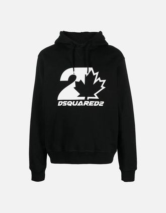 Dsquared2 Mens Dsquared2 Cool Fit Maple Leaf Hoodie Black - Size: 40