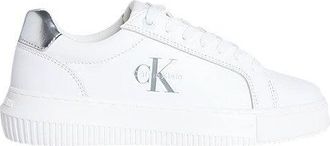 Calvin Klein White Leather Sneakers With Metallic Accents