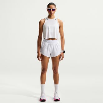 Nike Womens AeroSwift Dri-FIT ADV Mid-Rise 3 Brief-Lined Running Shorts in White | FN2328-100