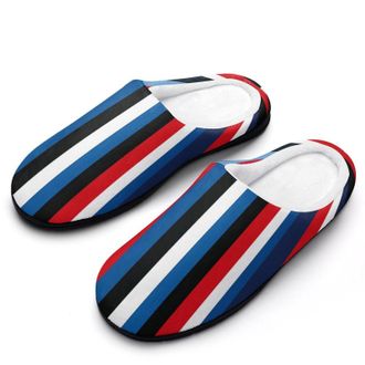 Generic Red Blue White Stripes Mens Slippers Comfortable And Non-slip Cotton Slipper Shoe for House