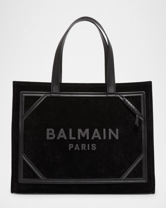 Balmain B Army Medium Shopper Tote Bag in Suede