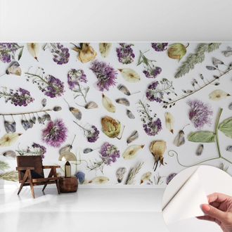 Tulup Carta Da Parati Autoadesiva - Fotomurale - Decorazione Parete - Stile Elegante - Decorazione Casa - Fiori Secchi 416x254 Cm