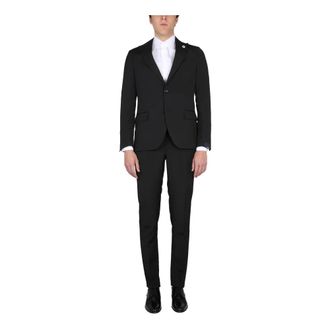 Lardini Single Breasted Suits, male, Black, Size: 2XL Single-Breasted Dress