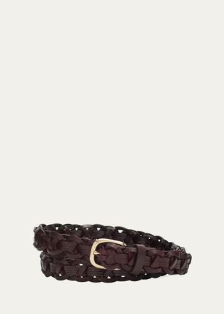 Brunello Cucinelli Mens Braided Leather Belt