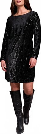 Tribal Long Sleeve Lined Dress In Black