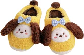 Generic Womens cotton slippers, plush slippers, warm winter indoor slippers, non-slip womens home shoes (Yellow, Shoe Size, Adult, Women, 5, Numeric Range, UK